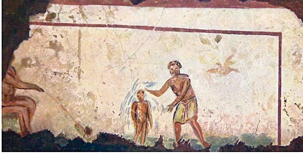 Baptism Fresco in the Catacombs of Callixtus